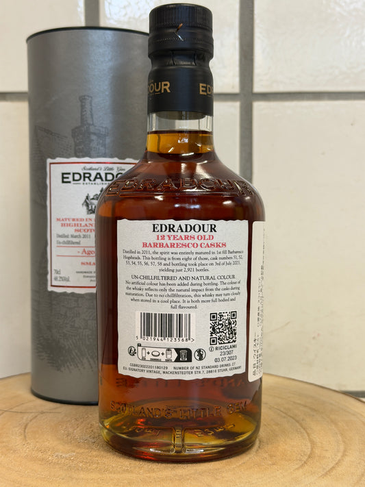 エドラダワー 12年 バルバレスコ カスク スモールバッチ Edradour 2011/2023 Matured in barbaresco casks small batch 48.2%