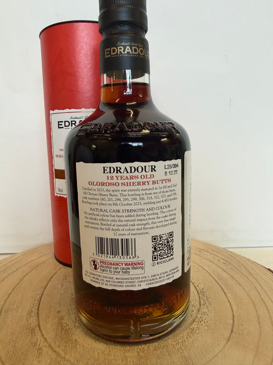 エドラダワー 12年 オロロソシェリー バッチ#7 カスクストレングス Edradour 2012 Oloroso Sherry Butts 12Y.O Batch #7 59%