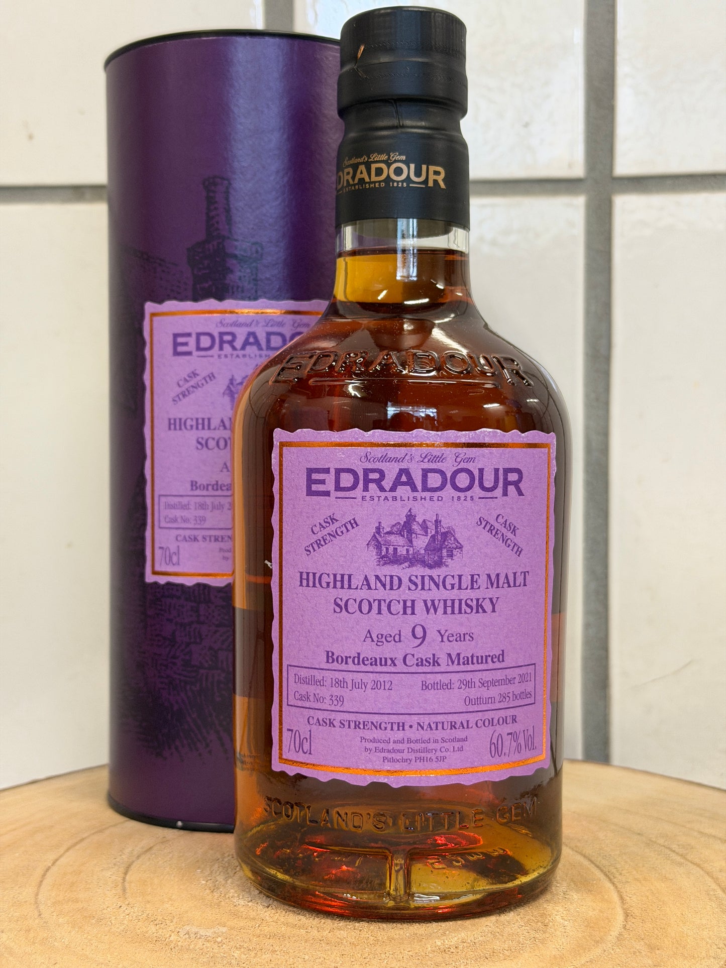 エドラダワー 9年 ボルドーカスク カスク#339 カスクストレングス　Edradour 2012/2021 bordeaux cask matured cask #339 cask strength 60.7%