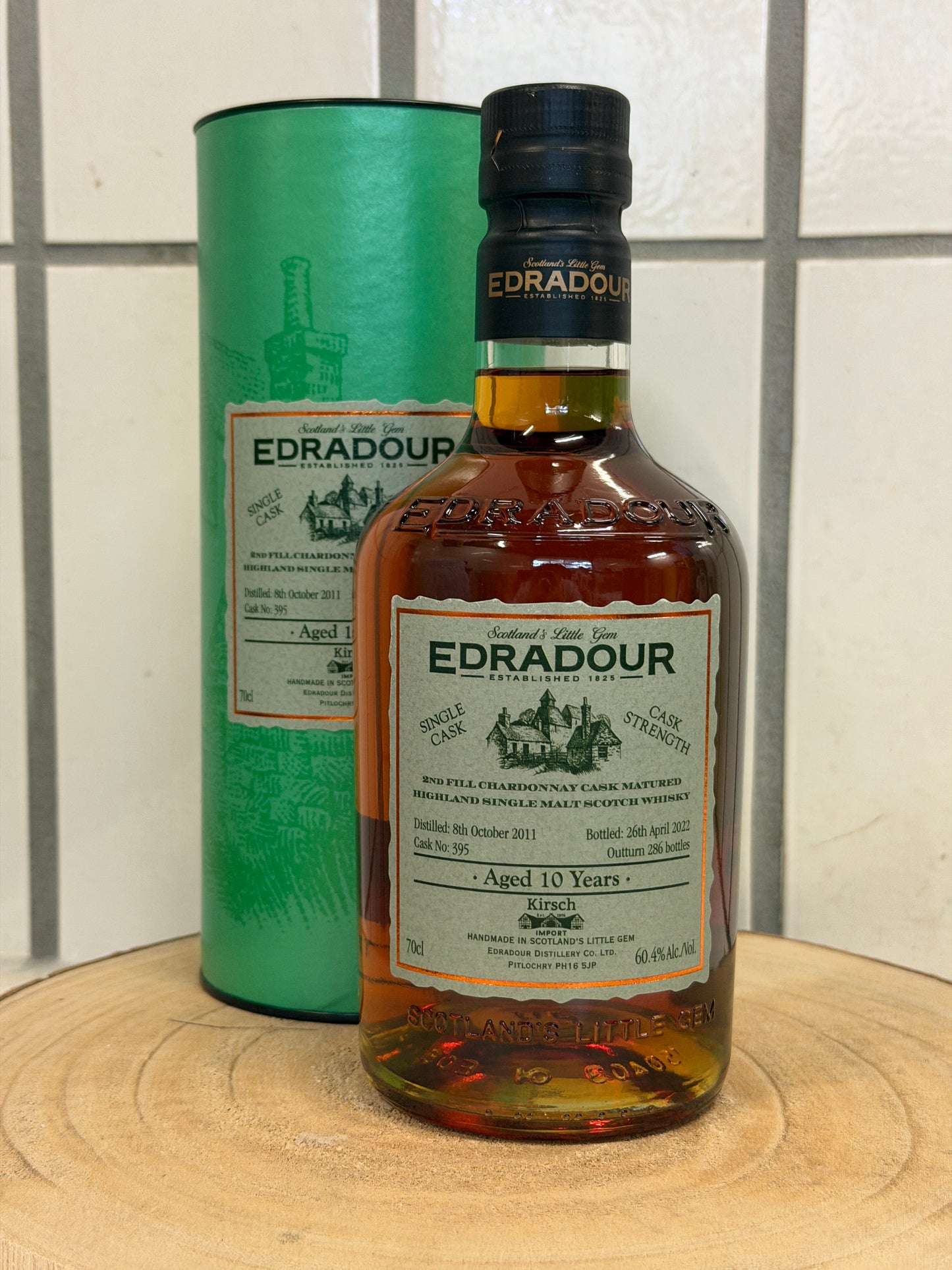 エドラダワー 10年 セカンドフィル シャルドネカスク カスク#395 カスクストレングス　Edradour 2011/2022 2nd fill chardonnay cask matured cask #395 single cask cask strength 60.4%